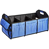 Los mejores  - Amazon Basics - Organizador de maletero plegable y portátil con varios compartimentos y de gran resistencia - Azul